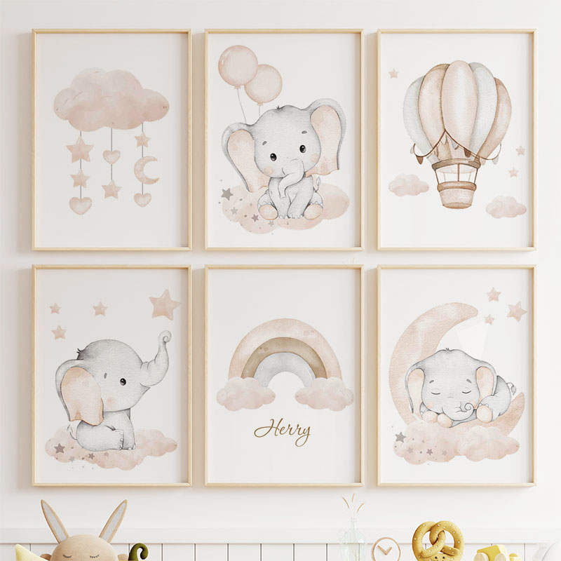 Balon gajah lucu balon panas b - Baby Nursery Posters ulasan dan harga