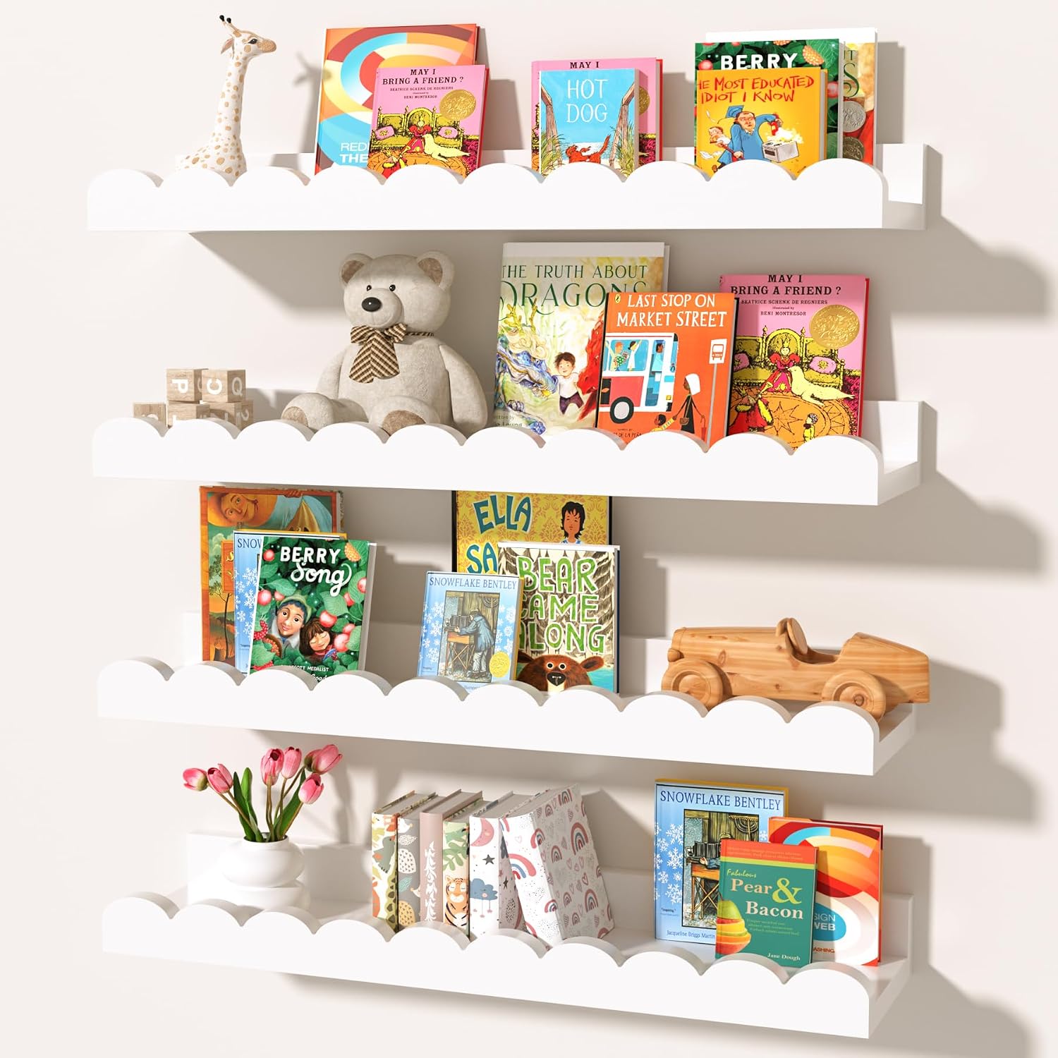 Satu set berisi 4 rak gantung  - Baby Nursery Floating Shelves ulasan dan harga