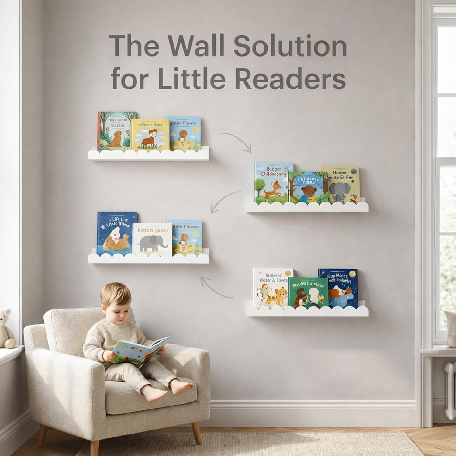 Satu set berisi 4 rak gantung  - Baby Nursery Floating Shelves ulasan dan harga