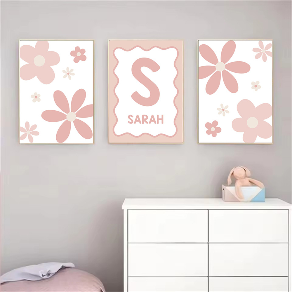 Poster Kartun Bunga Daisy Mera - Baby Name Wall Art ulasan dan harga