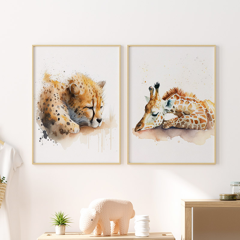 Poster Seni Dinding Hewan Safa - Baby Nursery Giraffe ulasan dan harga