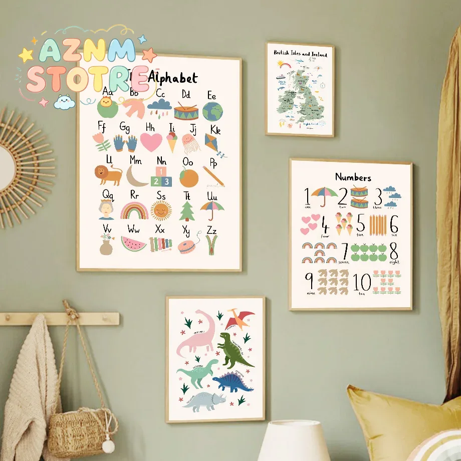 Peta Dunia Hewan, Alfabet Dino - Baby Nursery Posters ulasan dan harga