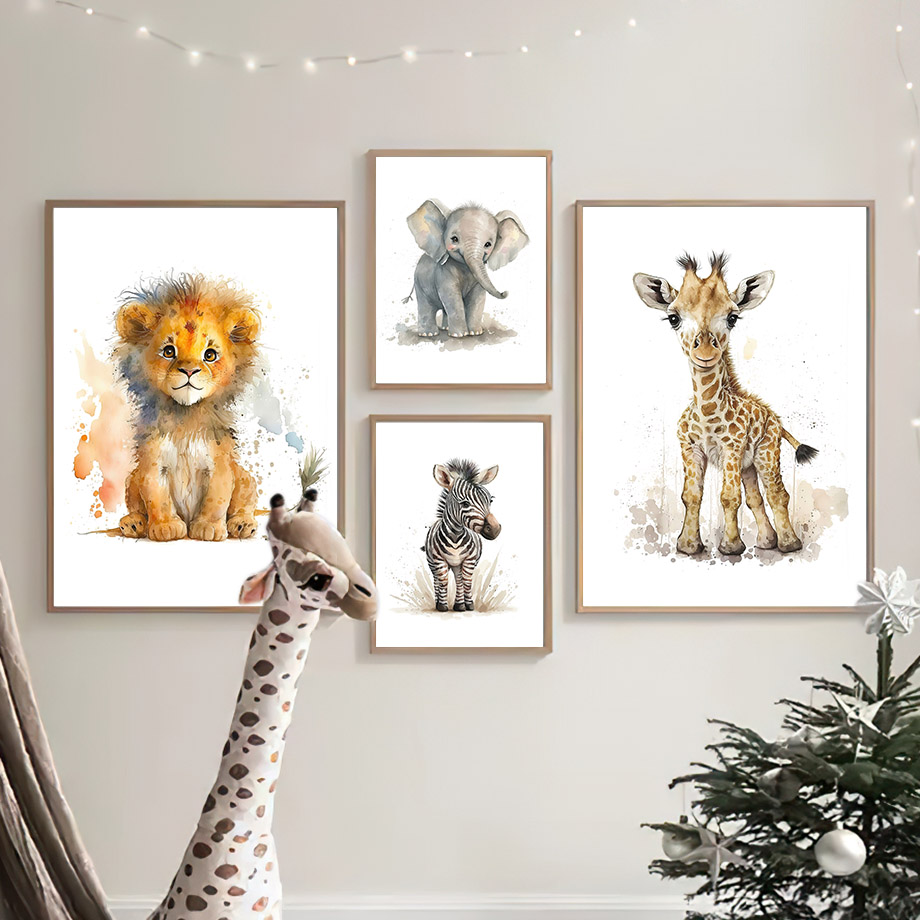 Lukisan Kanvas Hewan Kandang A - Baby Nursery Giraffe ulasan dan harga