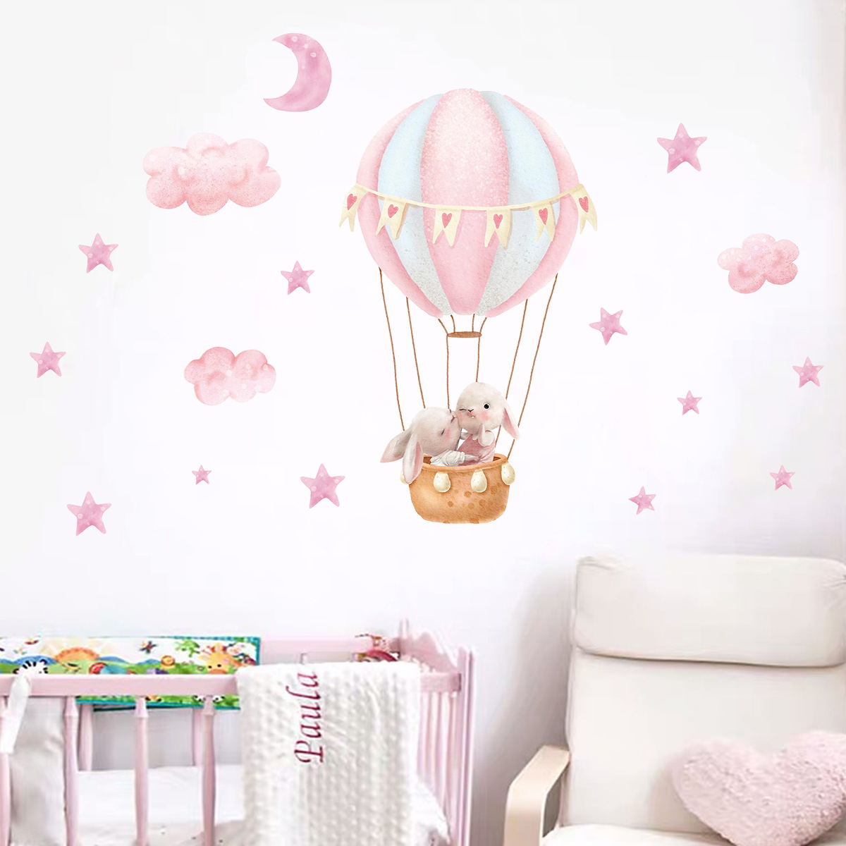 Stiker Dinding Awan Balon Mera - Baby Nursery Wallpaper ulasan dan harga