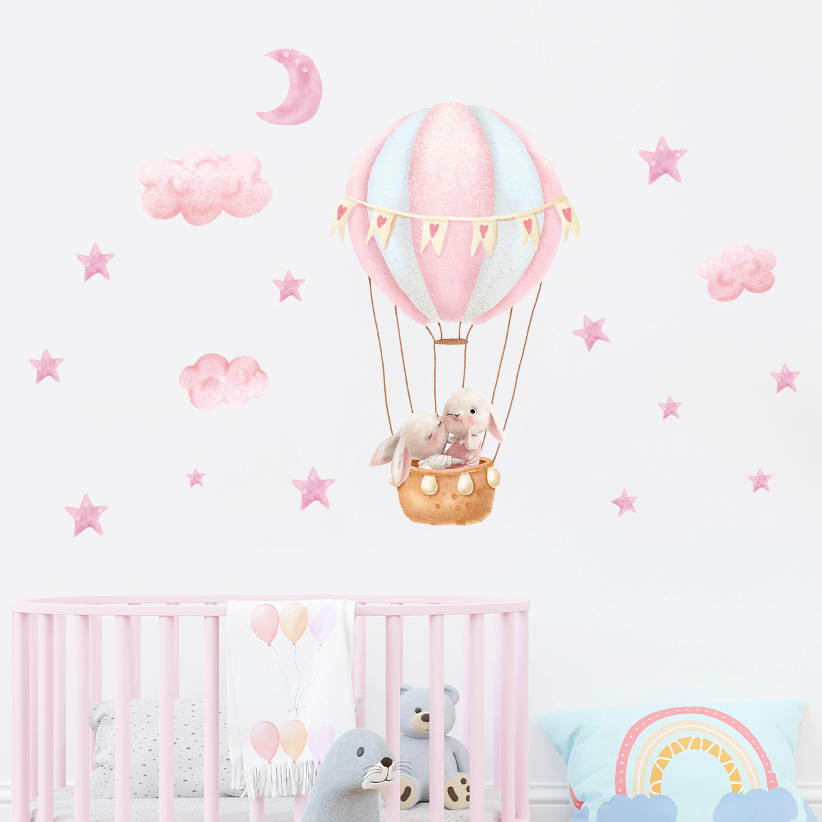 Stiker Dinding Awan Balon Mera - Baby Nursery Wallpaper ulasan dan harga