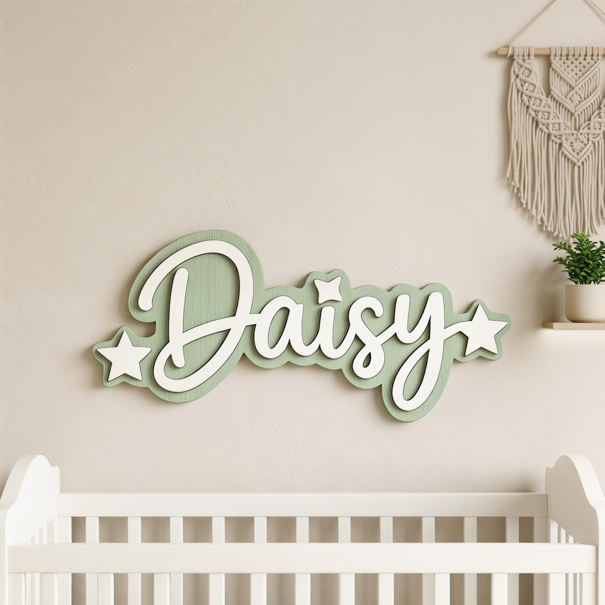 1 Buah Plakat Nama Kayu Hiasan - Baby Nursery Office ulasan dan harga
